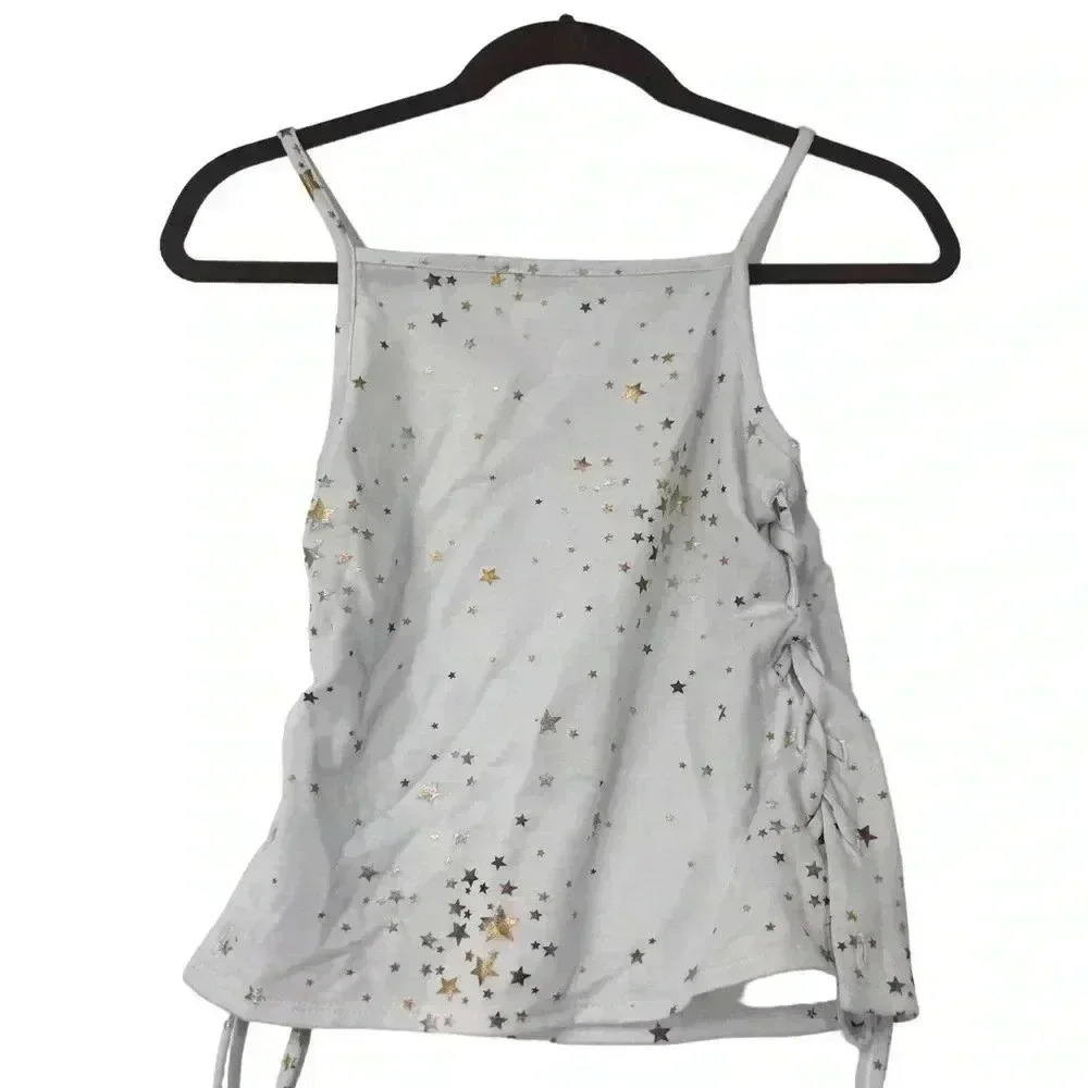 PINC SHIRT GIRLS XL PREMIUM WHITE GOLD SILVER STAR TANK TOP STYLE 22880K - Picture 8 of 13